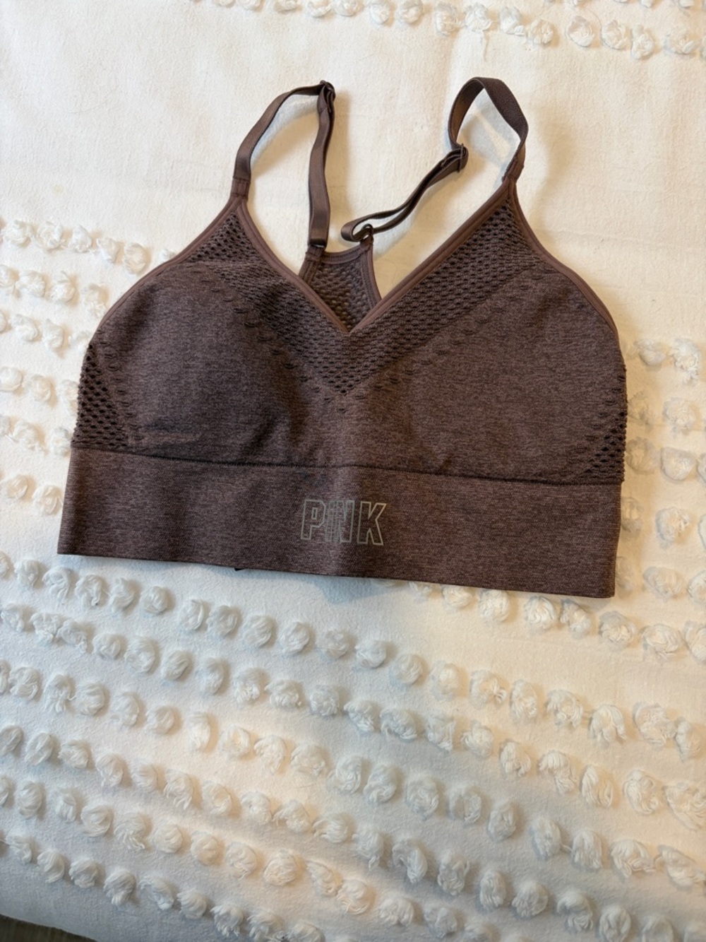 PINK Victoria's Secret Brown Seamless Racerback sports Bra